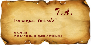 Toronyai Anikó névjegykártya